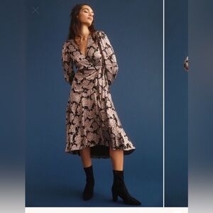 Anthropologie Caballero Floral Wrap Midi Dress XS